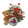 корзина красных роз с мишкой и печеньем. Бишкек